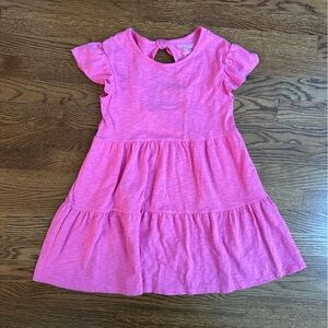 Pink Ruffled Short Sleeve Dress